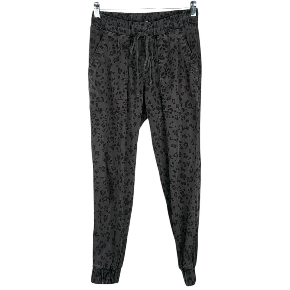 Anthropologie Cloth & Stone Gray & Black Leopard Rayon Blend Joggers Size XS